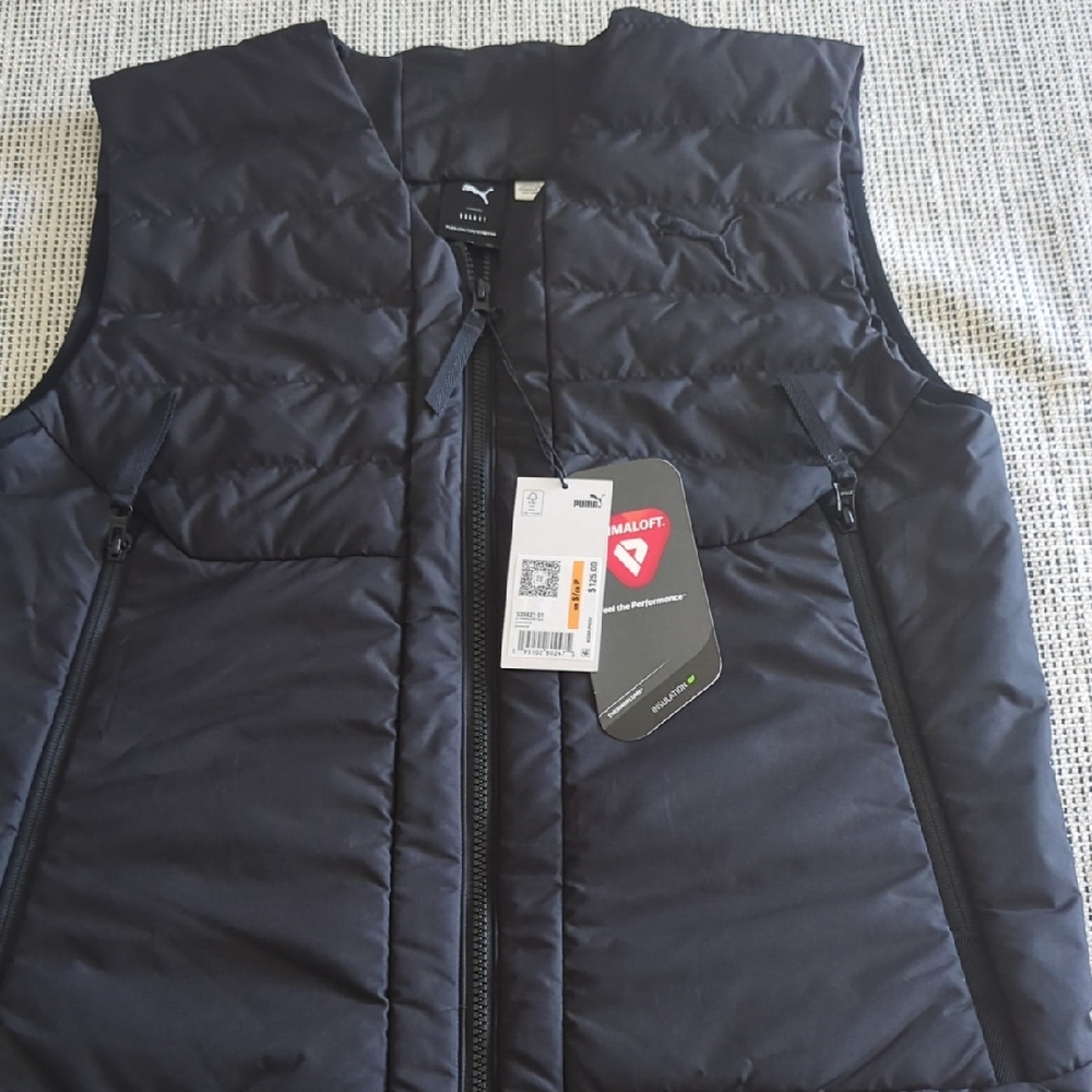 Puma Black Quilted Vest with Full Zipper